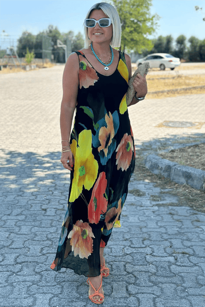Aurelia™ – Elegantes Blumenmuster-Maxikleid aus Chiffon und Seide