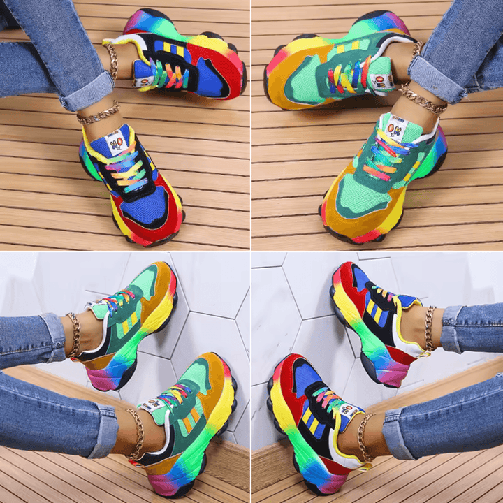 LumiSneak | Women's Colorful Rainbow Platform Sneakers