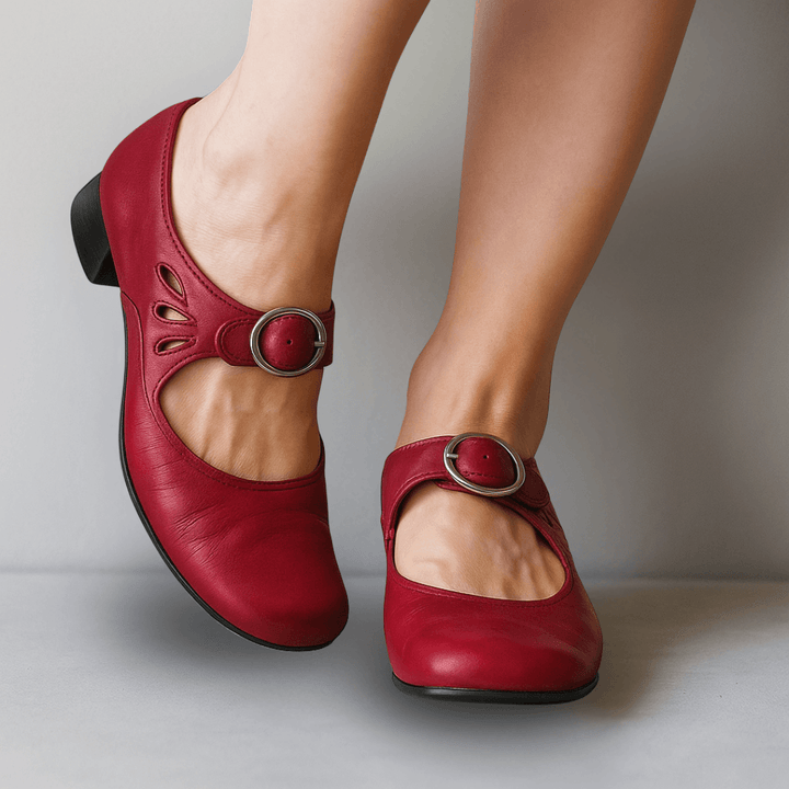 Women’s Black Mary Jane Pumps – Buckle Strap Low Block Heel Dress Shoes for Work Casual Everyday Wear
