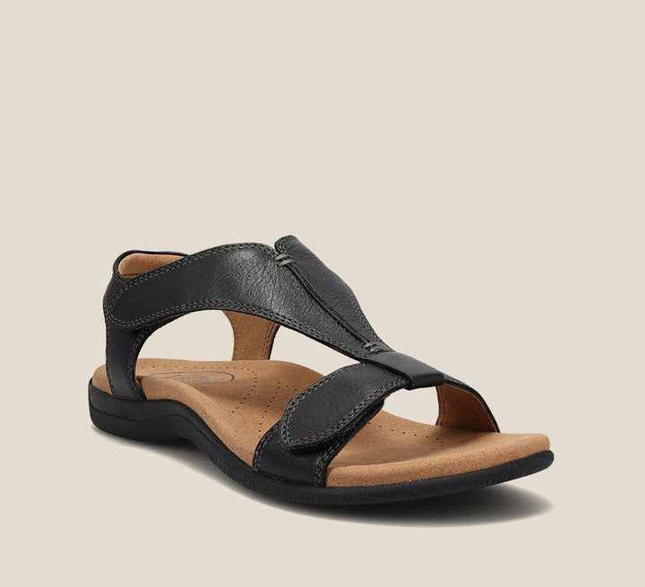 Carolyn | Women's T-Strap Vegan Leather Cushioned Sandals