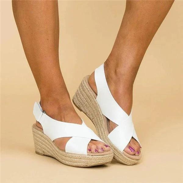 Neve | Women's Cross Strap Espadrille Platform Wedge Sandals