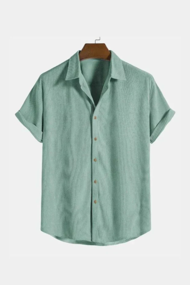 Bennett | Men Textured Short Sleeve Button Down Camp Collar Shirt