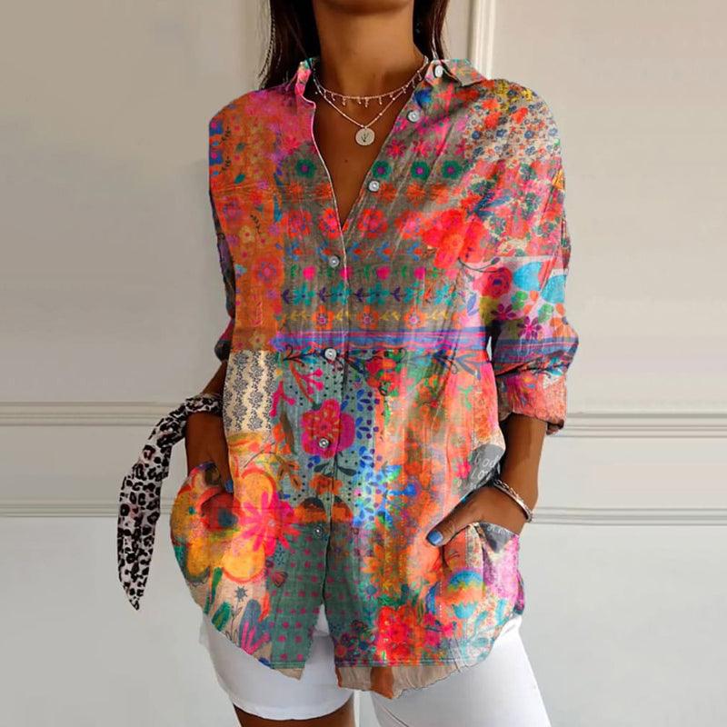 Marigold | Women’s Casual Summer Floral Blouse with Button Front