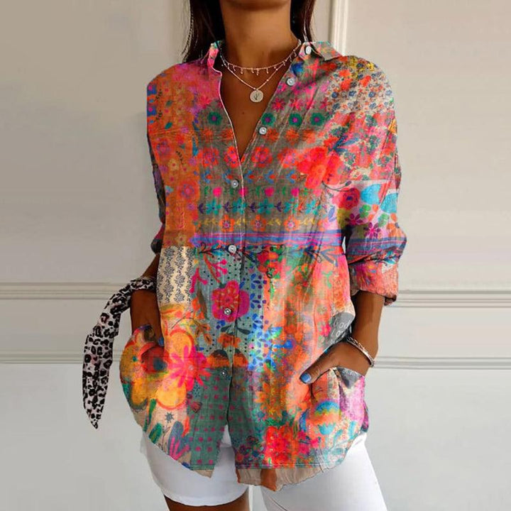 Marigold | Women’s Casual Summer Floral Blouse with Button Front