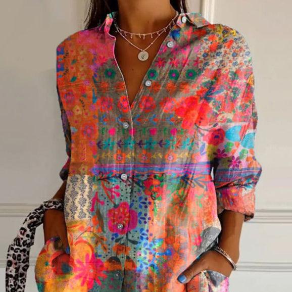 Marigold | Women’s Casual Summer Floral Blouse with Button Front