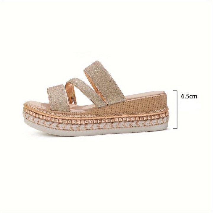 Pamela | Women's Gold Sandals | Sparkly Platform Sandals | Mules
