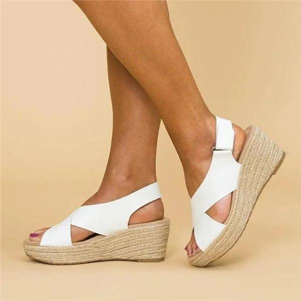 Neve | Women's Cross Strap Espadrille Platform Wedge Sandals