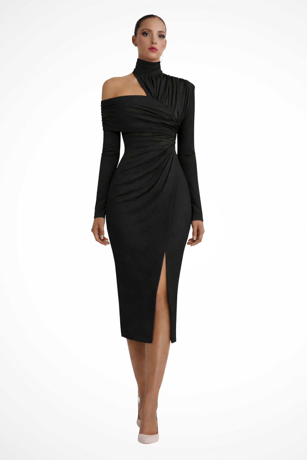 Delphina | Women Asymmetric One Shoulder Wedding Guest Midi Dress