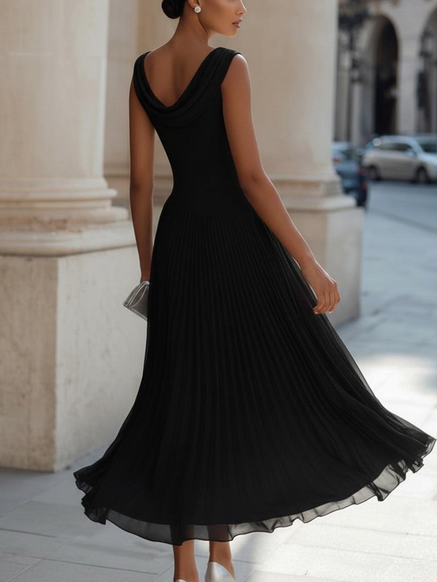 Emma | Women’s Elegant Midi Wedding Dress with Draped Neck