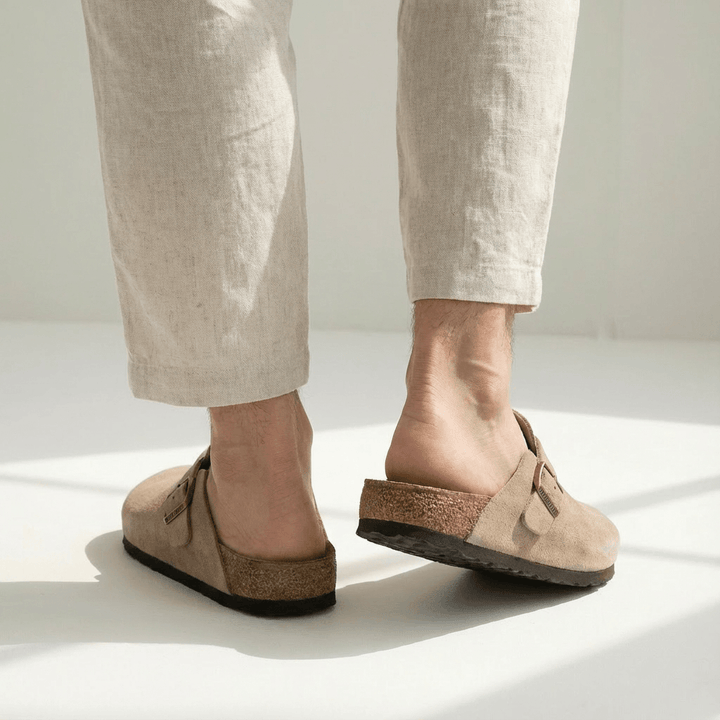 Max | Men’s Casual Suede Clog Mules with Buckle Strap