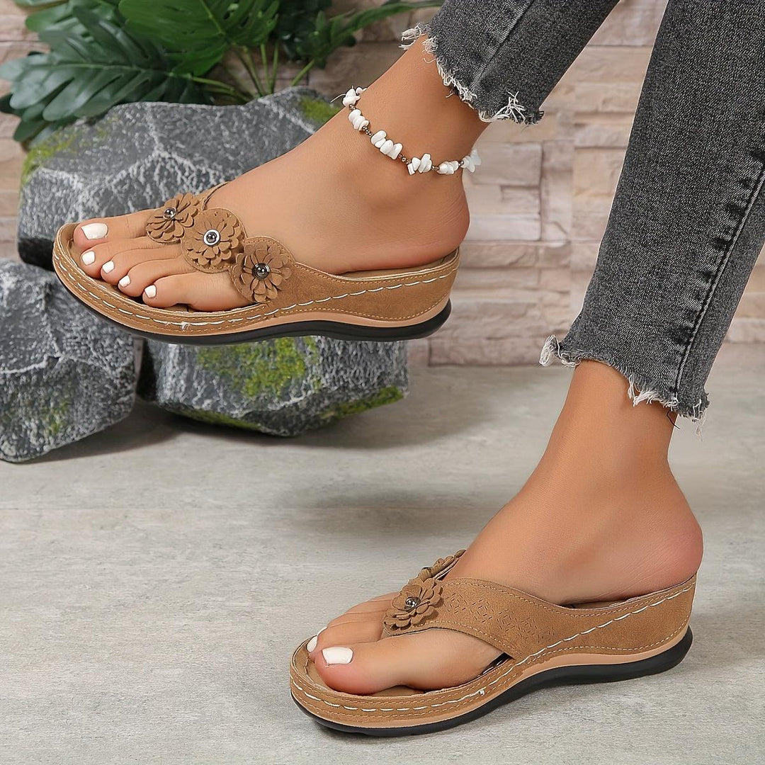 Pippa | Women's Floral Detail Platform Wedge Sandals