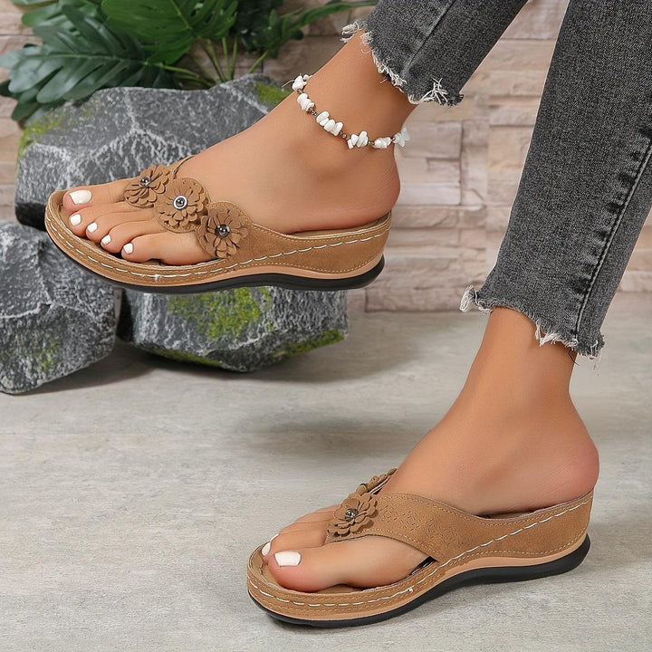 Pippa | Women's Floral Detail Platform Wedge Sandals