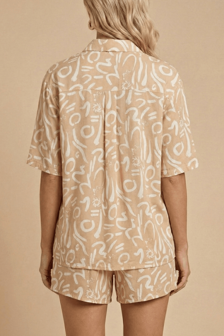 Women’s Printed Two-Piece Shirt and Shorts Set – Relaxed Summer Co-Ord