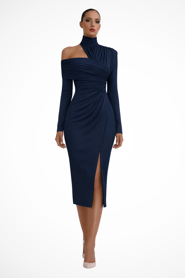 Delphina | Women Asymmetric One Shoulder Wedding Guest Midi Dress