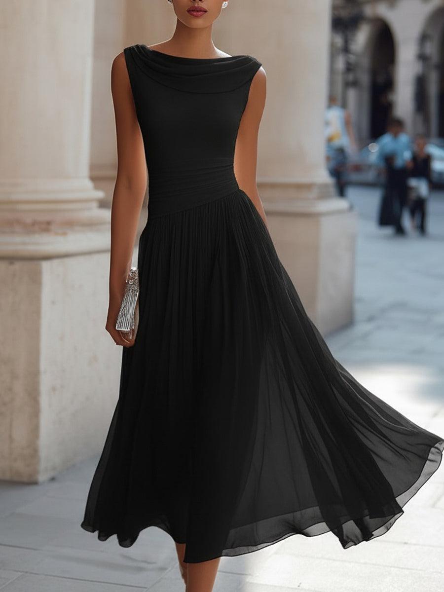 Emma | Women’s Elegant Midi Wedding Dress with Draped Neck