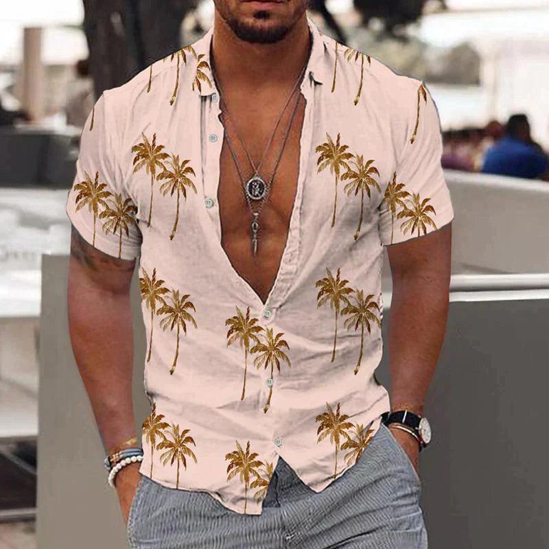 Atlas | Men's Tropical Palm Tree Print Short Sleeve Shirt