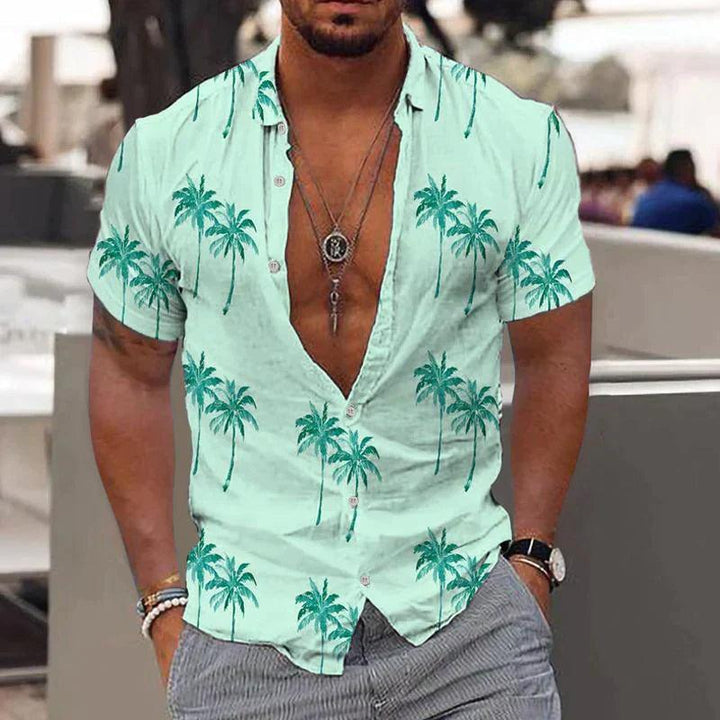 Atlas | Men's Tropical Palm Tree Print Short Sleeve Shirt