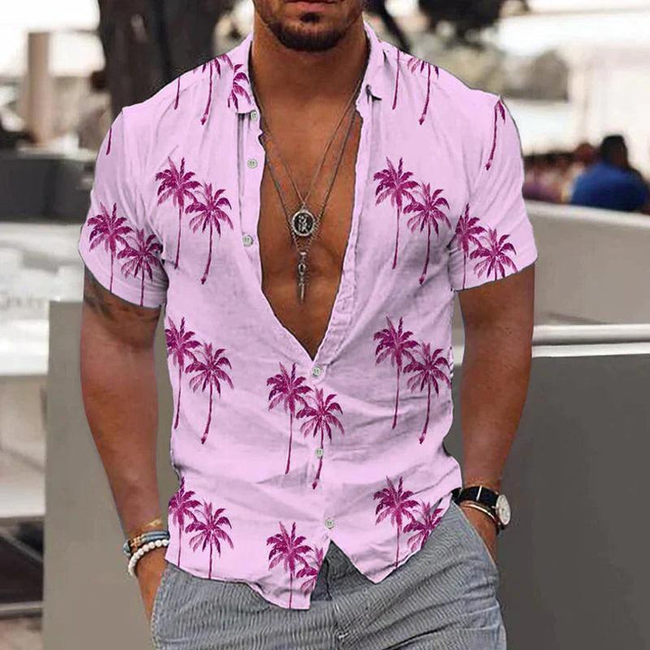 Atlas | Men's Tropical Palm Tree Print Short Sleeve Shirt