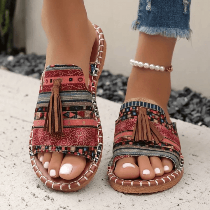 Women’s Leopard Print Slide Sandals – Flat Open Toe Summer Vacation Beach Sandals