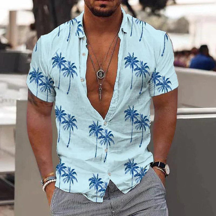 Atlas | Men's Tropical Palm Tree Print Short Sleeve Shirt