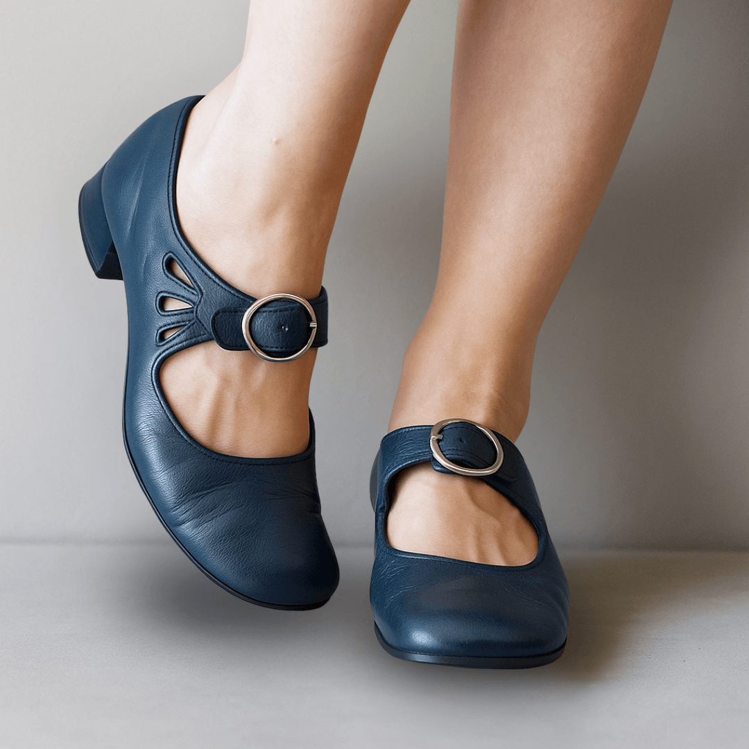 Women’s Black Mary Jane Pumps – Buckle Strap Low Block Heel Dress Shoes for Work Casual Everyday Wear