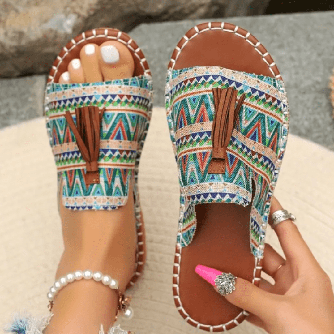 Women’s Leopard Print Slide Sandals – Flat Open Toe Summer Vacation Beach Sandals