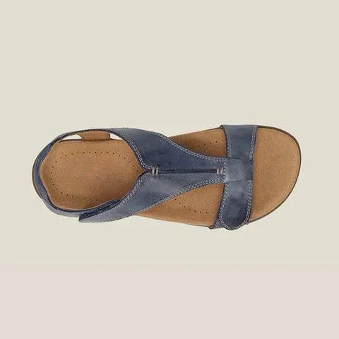 Carolyn | Women's T-Strap Vegan Leather Cushioned Sandals