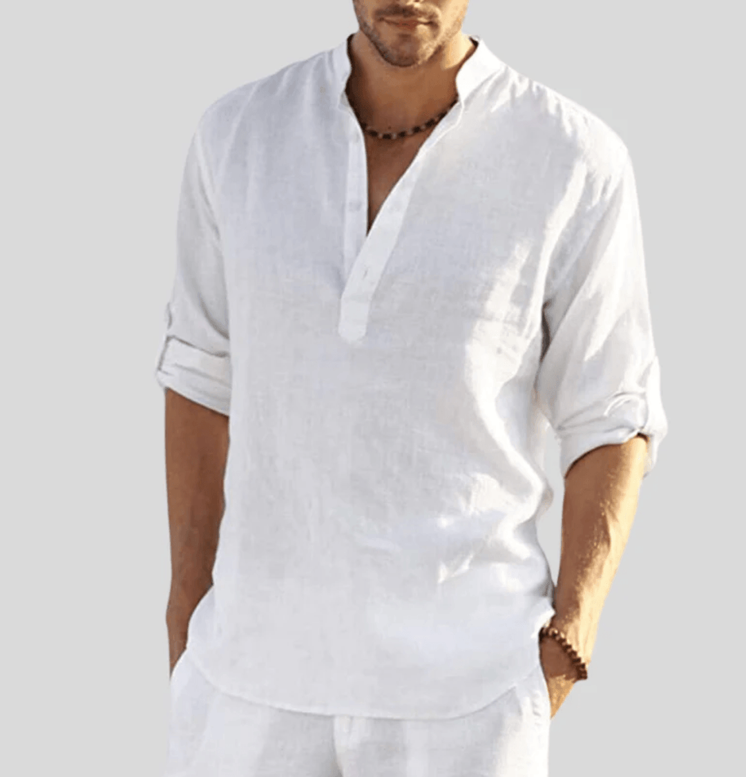 Oscar | Men’s Casual Summer Long Sleeve Shirt with Half Button Placket