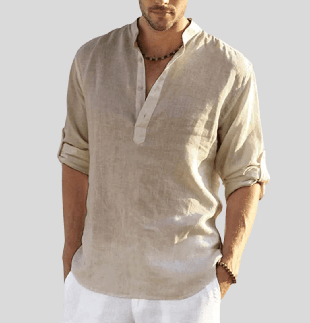 Oscar | Men’s Casual Summer Long Sleeve Shirt with Half Button Placket