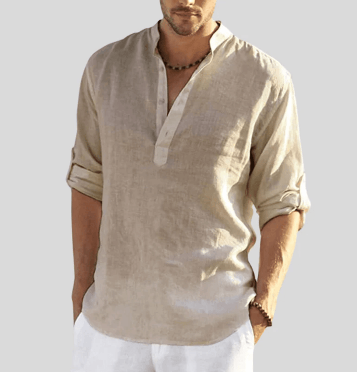 Oscar | Men’s Casual Summer Long Sleeve Shirt with Half Button Placket