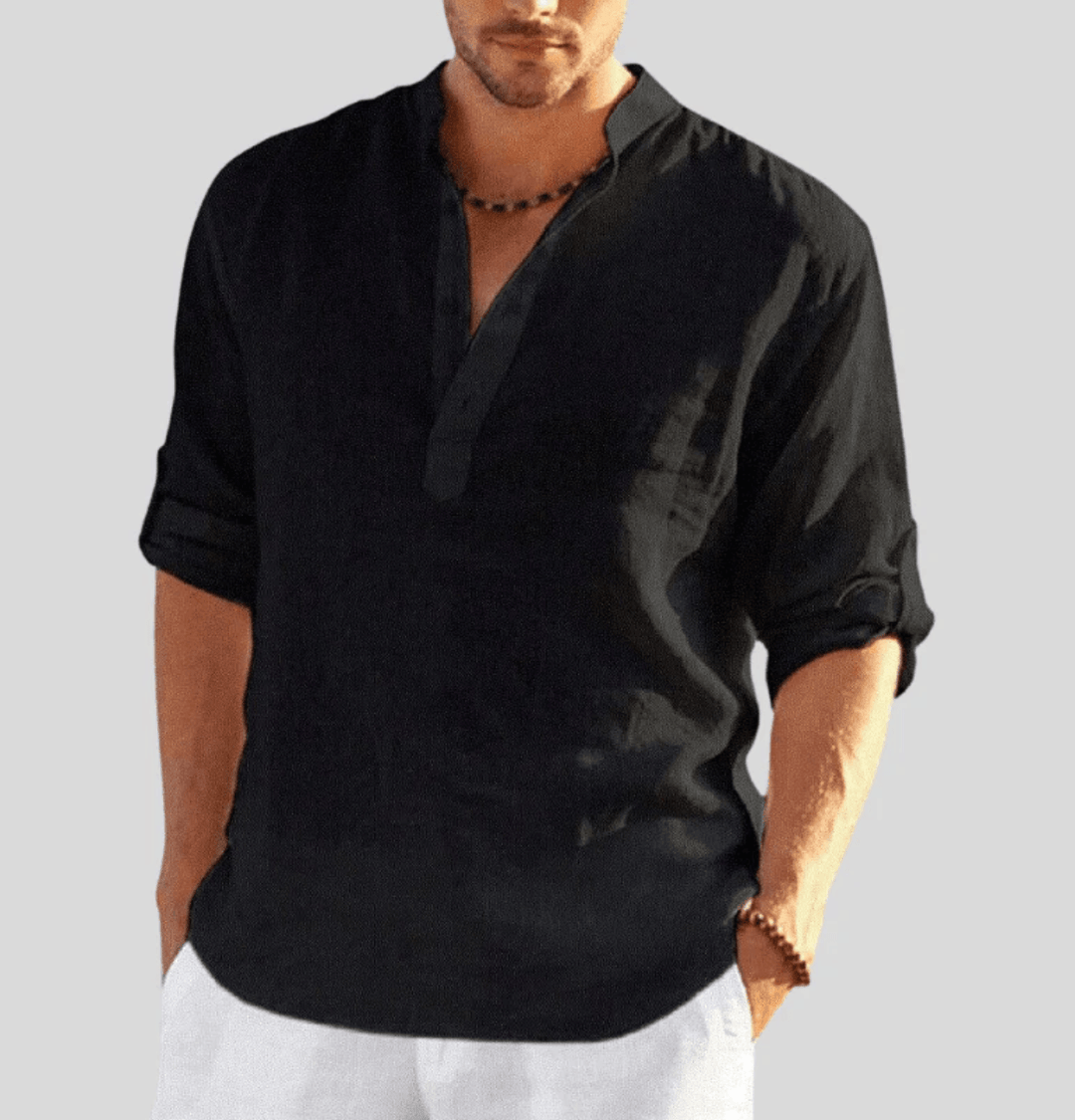 Oscar | Men’s Casual Summer Long Sleeve Shirt with Half Button Placket