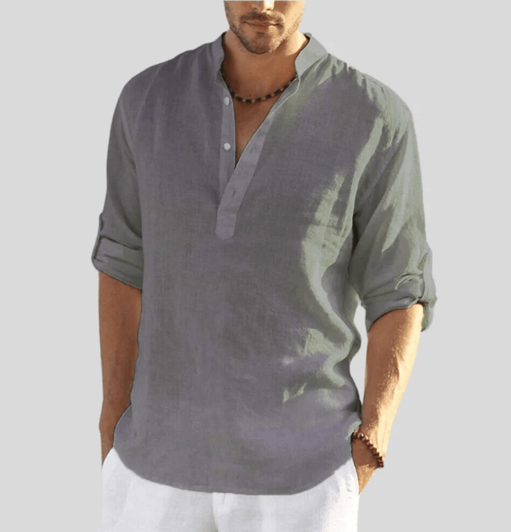 Oscar | Men’s Casual Summer Long Sleeve Shirt with Half Button Placket