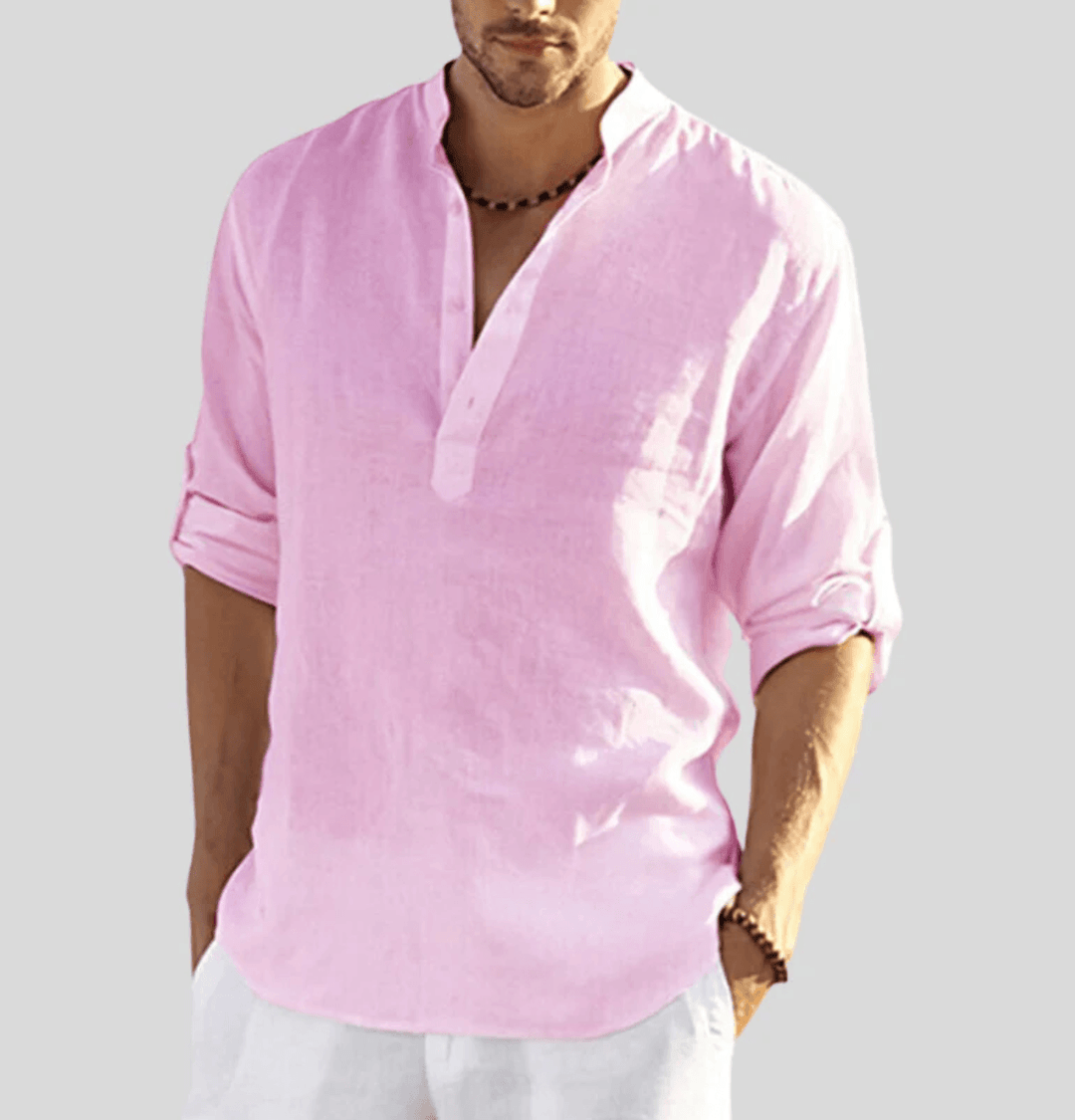 Oscar | Men’s Casual Summer Long Sleeve Shirt with Half Button Placket
