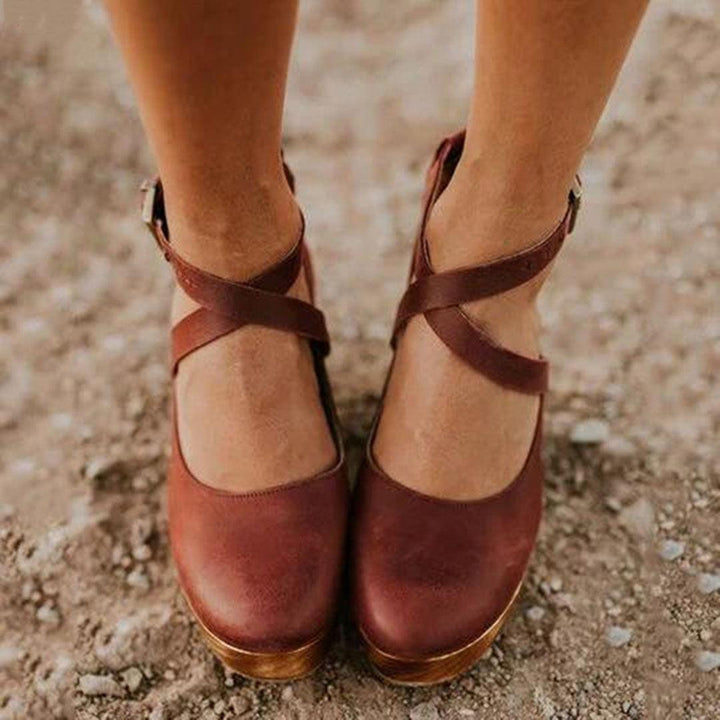 Teresa | Women's Closed Toe Wooden Platform Wedge Heels