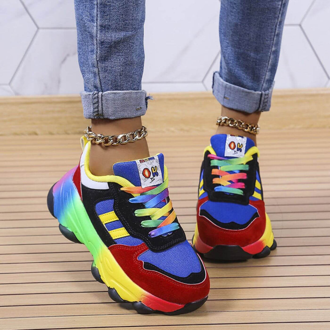 LumiSneak | Women's Colorful Rainbow Platform Sneakers
