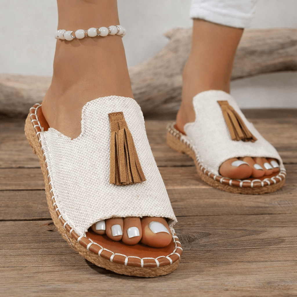 Women’s Leopard Print Slide Sandals – Flat Open Toe Summer Vacation Beach Sandals