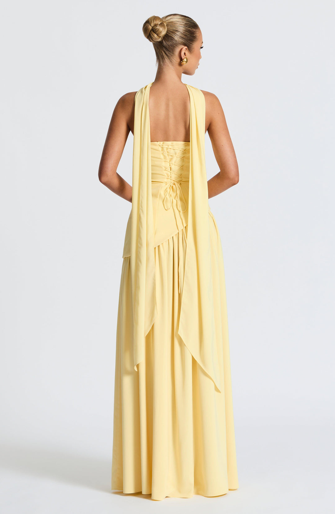Women's Strapless Asymmetric Waist Maxi Dress - High Slit Front