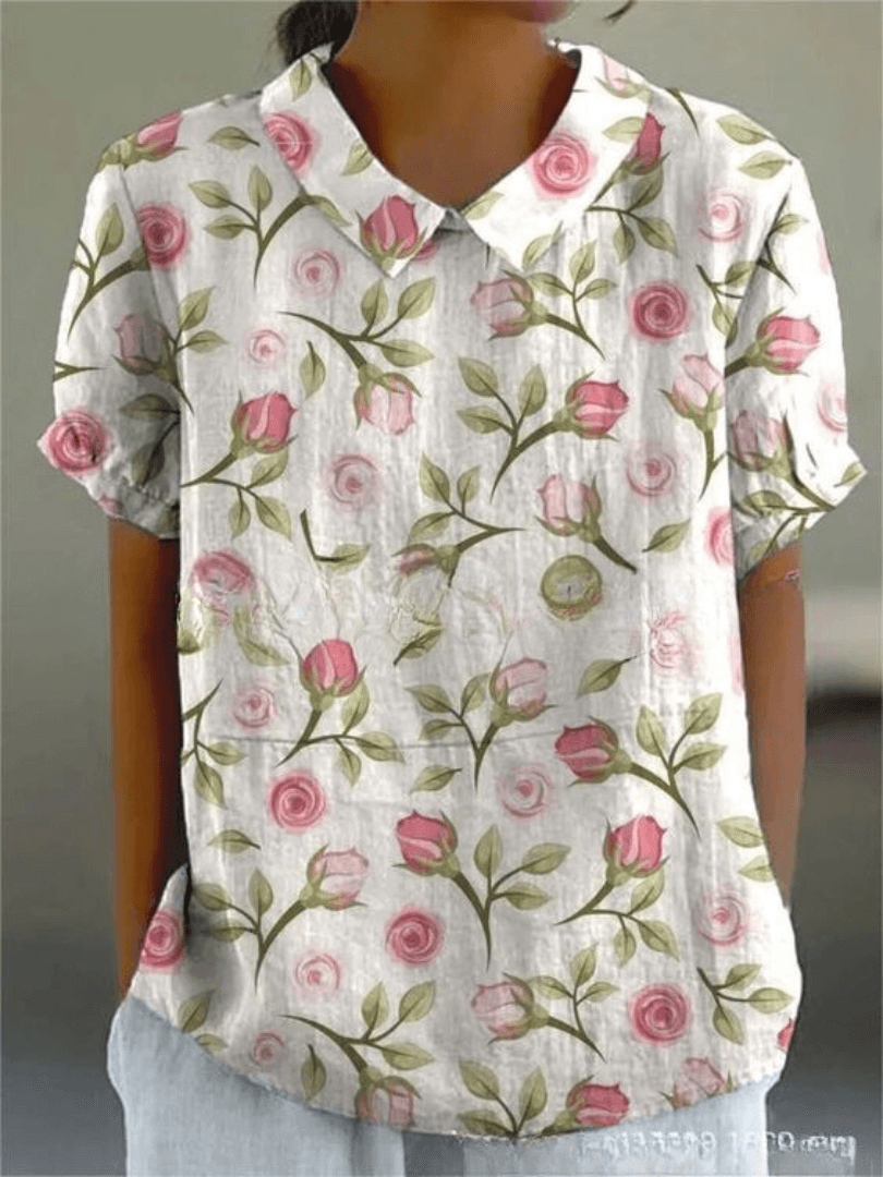 Nancy | Women's Linen Floral Embroidered Shirt