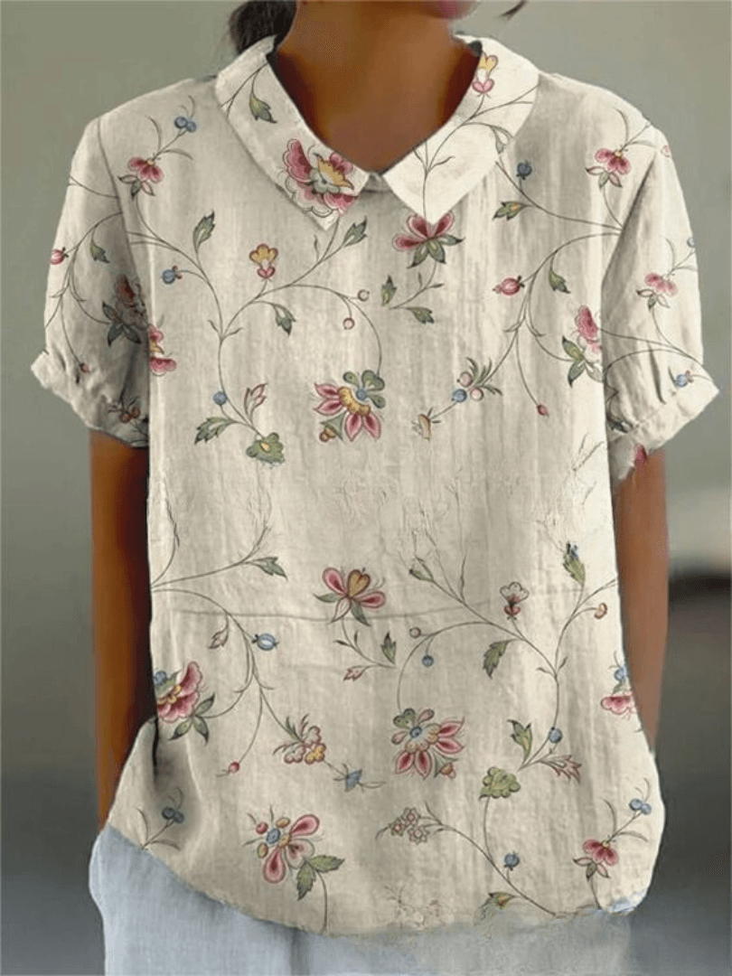 Nancy | Women's Linen Floral Embroidered Shirt