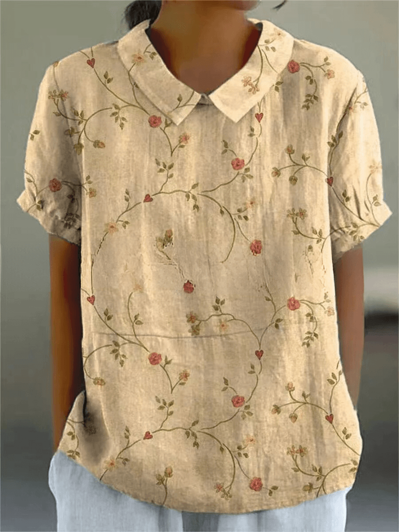 Nancy | Women's Linen Floral Embroidered Shirt