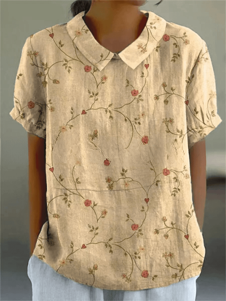 Nancy | Women's Linen Floral Embroidered Shirt