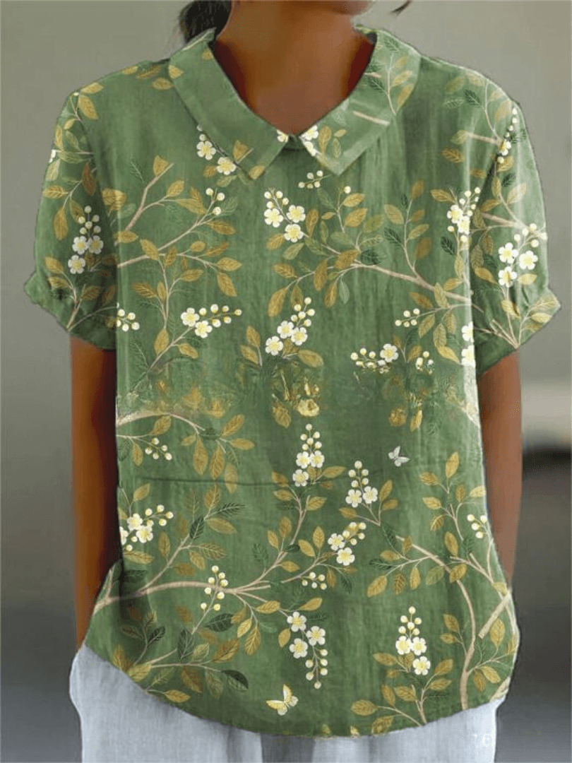 Nancy | Women's Linen Floral Embroidered Shirt