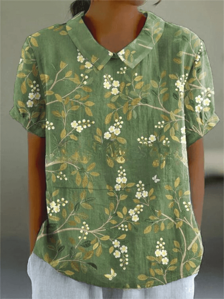 Nancy | Women's Linen Floral Embroidered Shirt