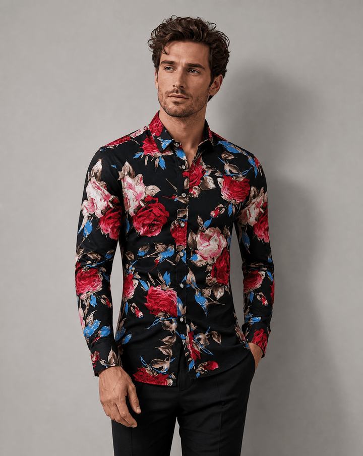 Men's Floral Long Sleeve Casual Shirt