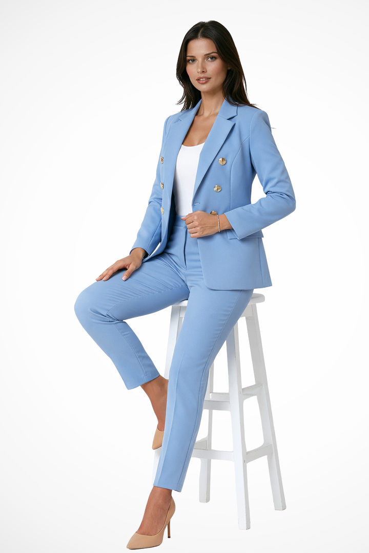 Hargrove | Women Button Detail Blazer and Trousers Suit Set