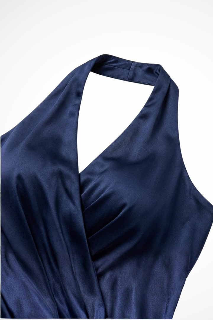 Seraphine | Women Halter Satin Wedding Guest Maxi Dress