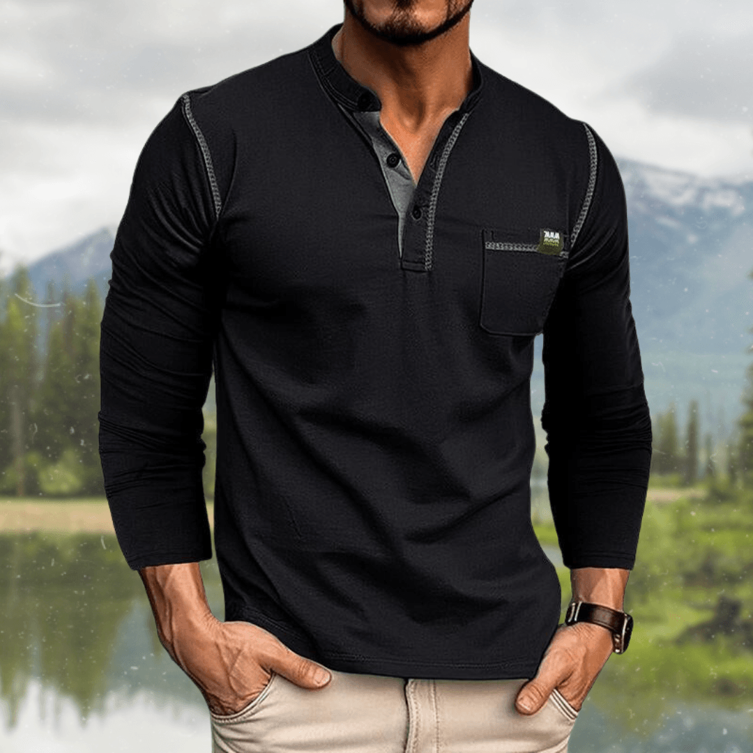 Harvey | Men's Classic Slim-Fit Henley Shirt