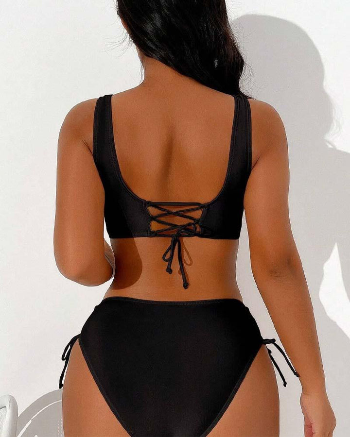 Hera Women's Bikini Swimsuit | 82% Nylon, Lace-Up Design 1