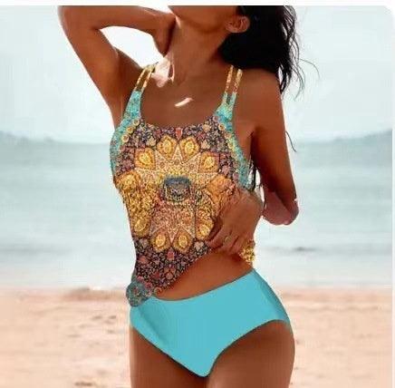 Hera Women's Bikini | Retro High-Cut Beach Print 6