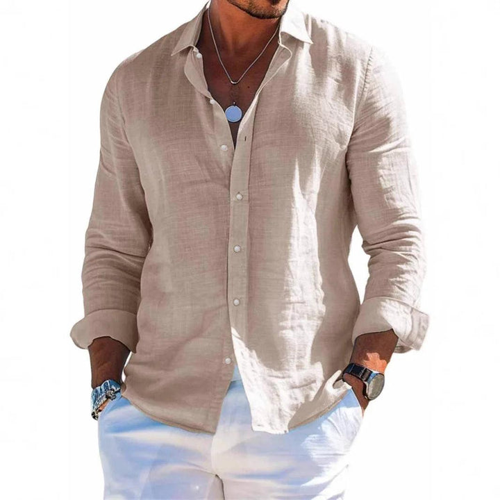 Linen Casual Shirt – Breathable Turn Down Collar for Summer Outings
